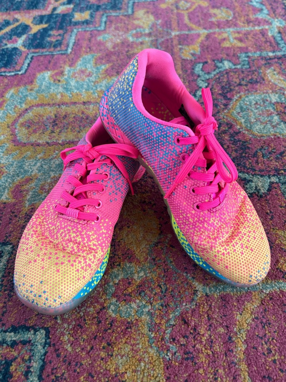 NOBULL | Unisex Bright Pink/Rainbow Glitch Training Shoe Pink Laces Mens 8.5 W10 - Picture 3 of 16